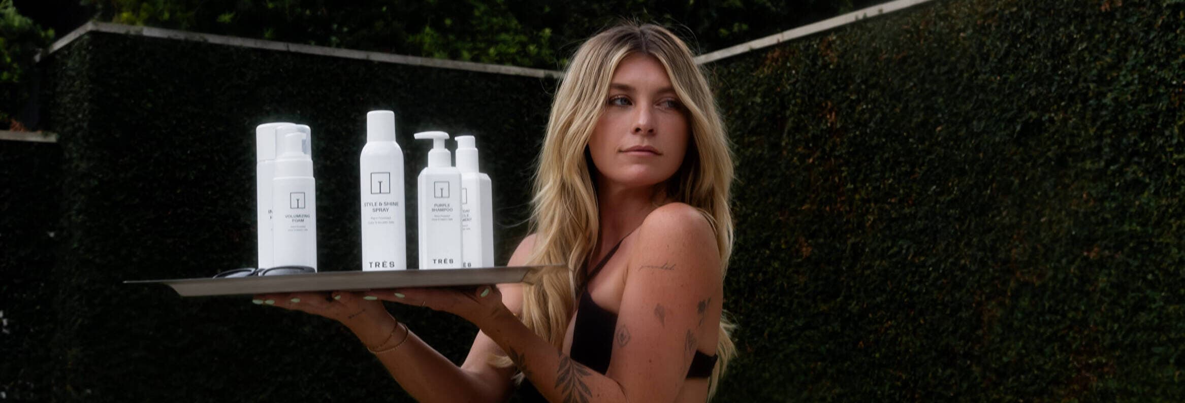 Morgan presenting a curated collection of salon products